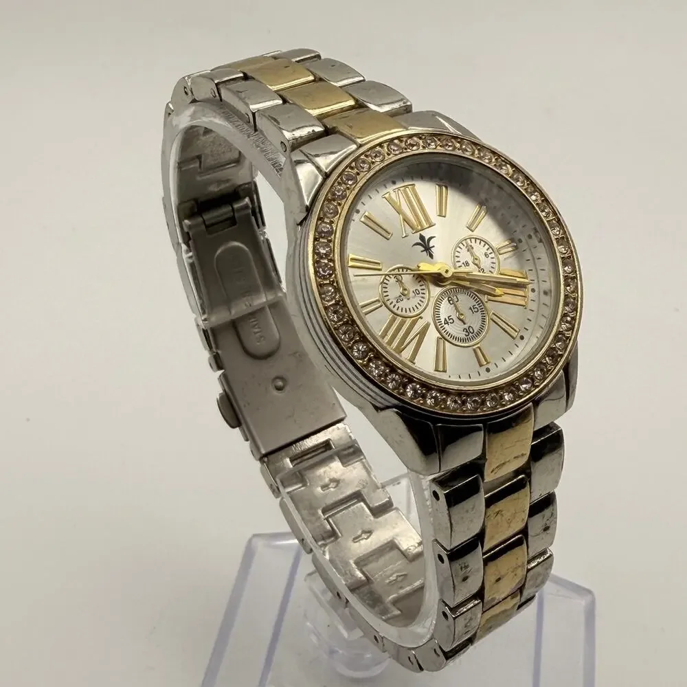 Elegant Kim Rogers Two-Tone Crystal Bezel Fashion Watch Working New Battery